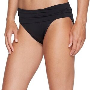 NWT Jantzen Women's Solid Shirred Waist Bikini Bottom Black Size 18